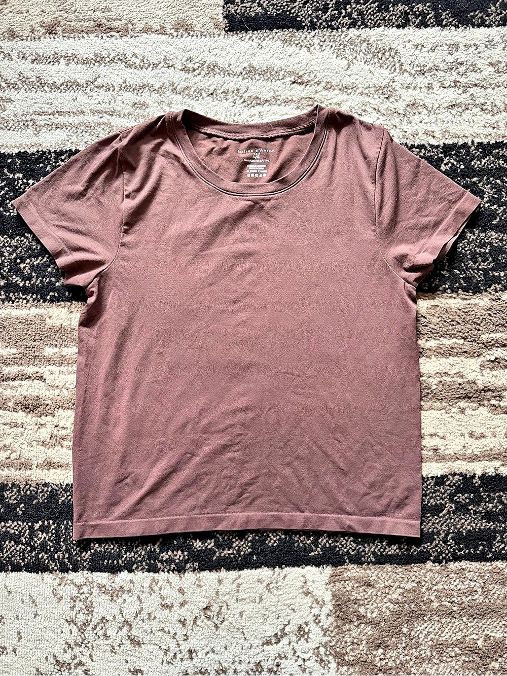 Maison d' Amelie Short Sleeve Tee in Brown Large
